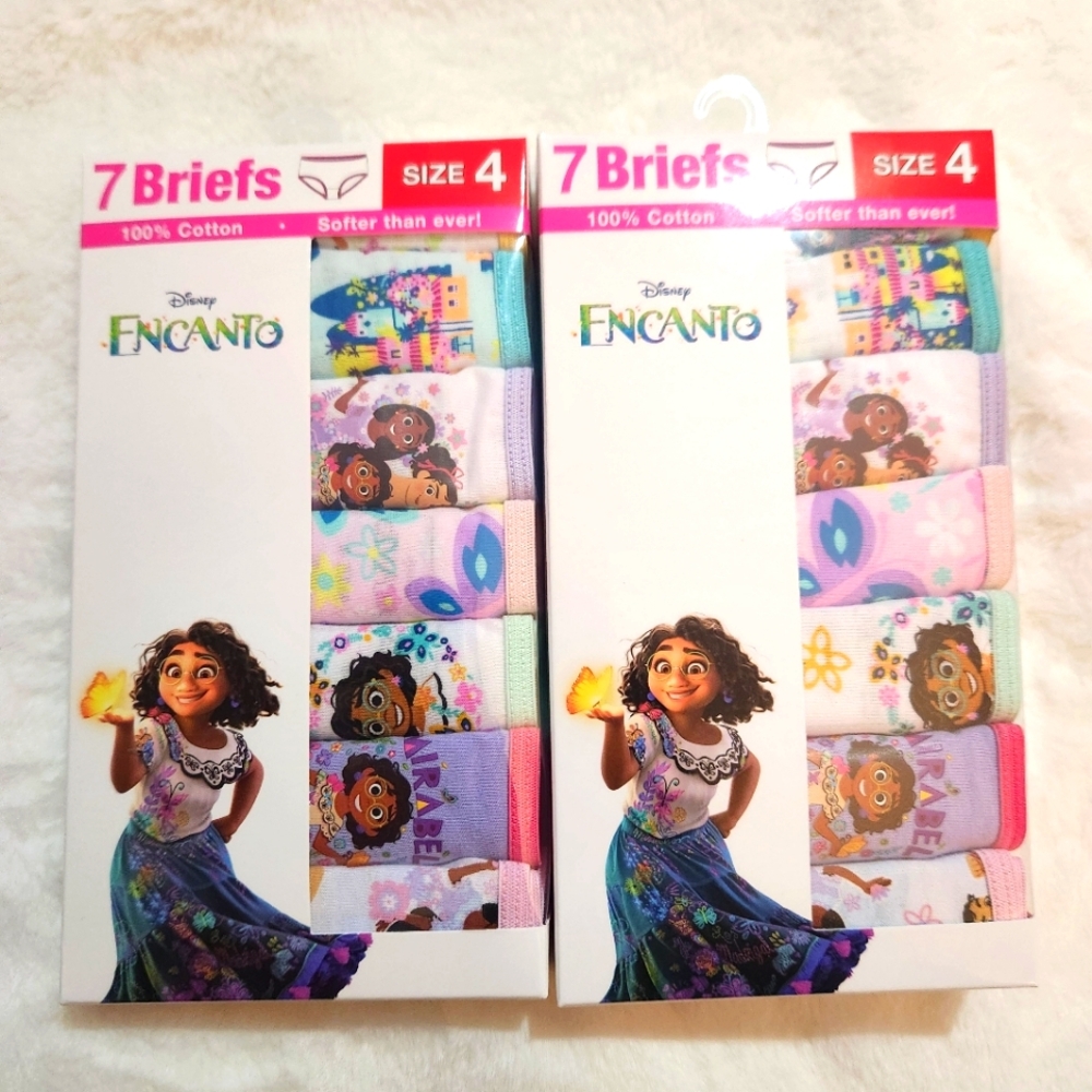 Disney Encanto/Wish Assorted Girls Panties Briefs Lot Of 2 (14 Pair) Size 4 NEW